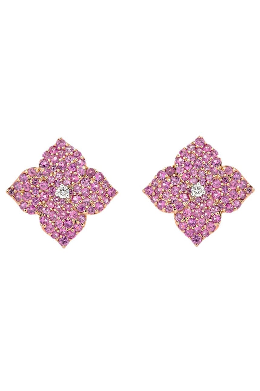 PIRANESI-Small Pink Sapphire Flower Earrings-ROSE GOLD