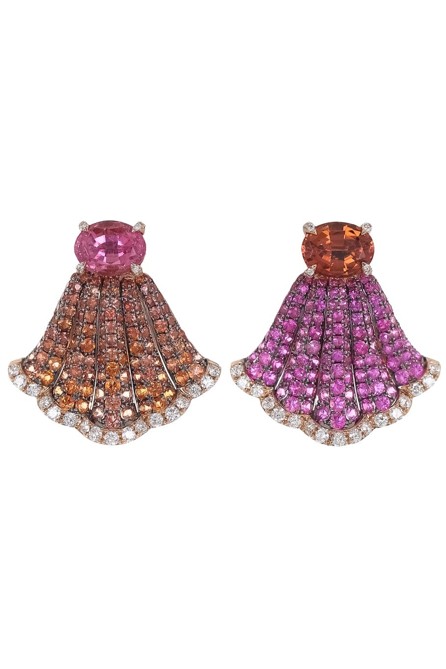 PIRANESI-Tourmaline and Sapphire Mix Match Earrings-ROSE GOLD