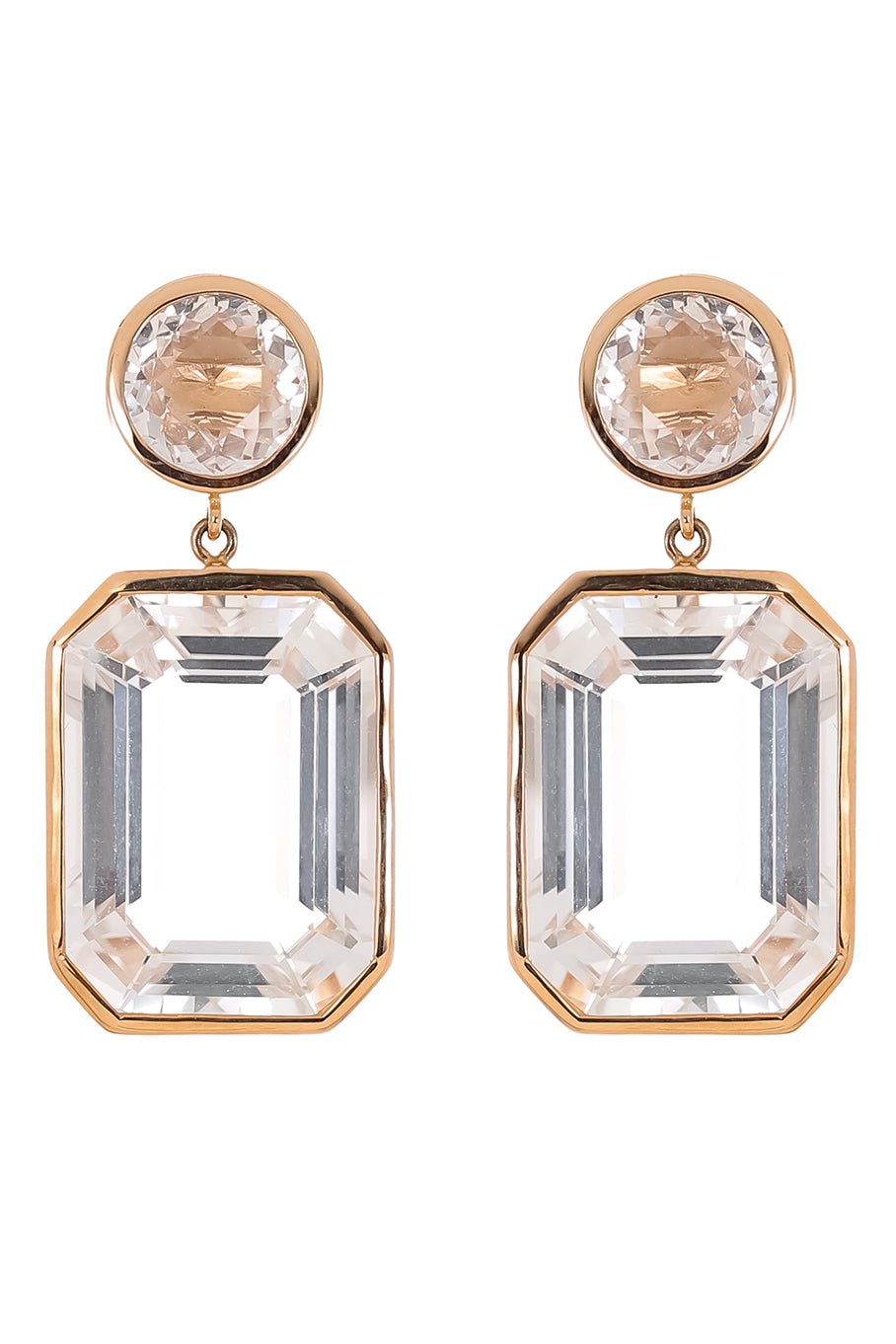 PIRANESI-White Topaz Drop Earrings-ROSE GOLD