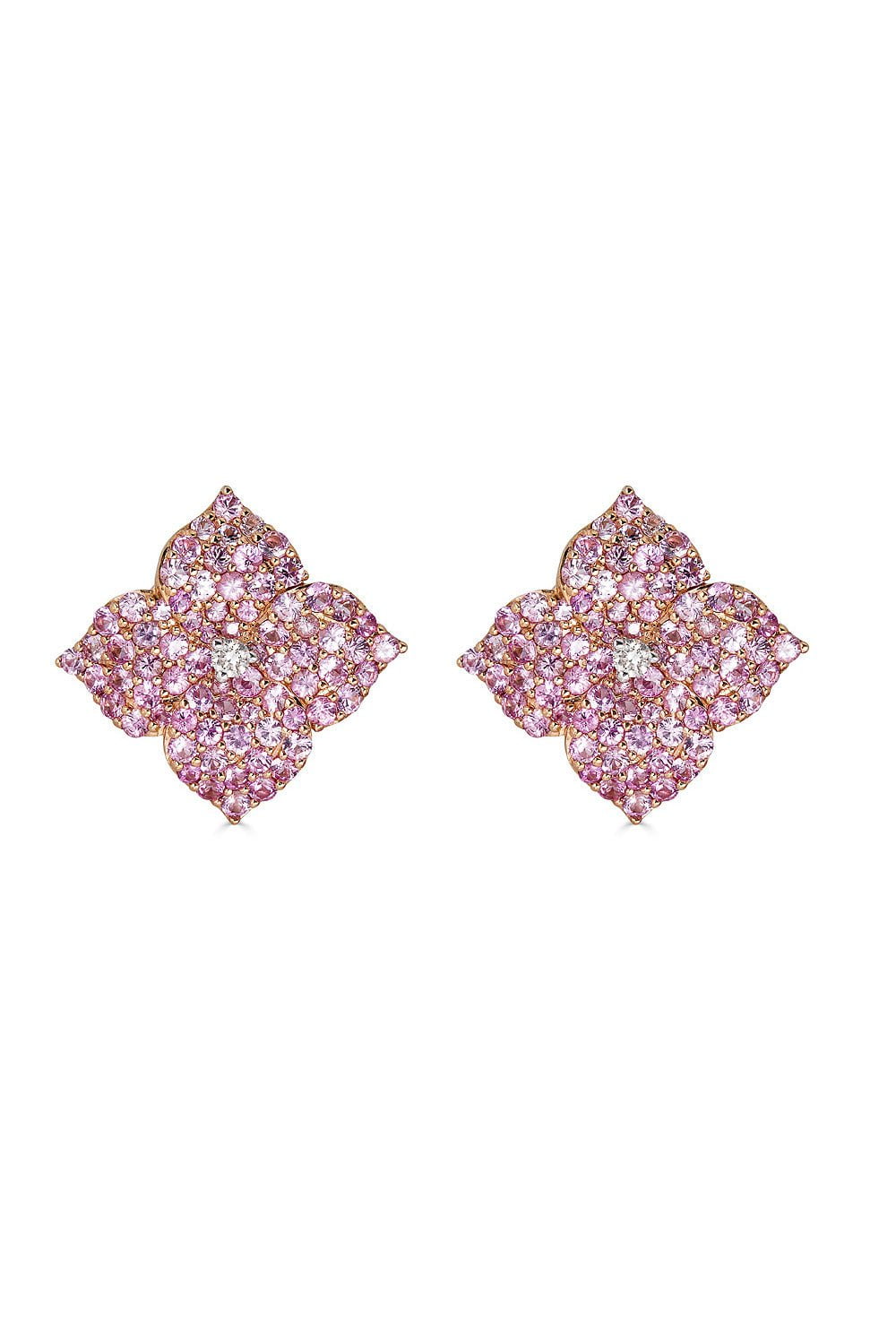 PIRANESI-Pink Sapphire Large Flower Stud Earrings-ROSE GOLD