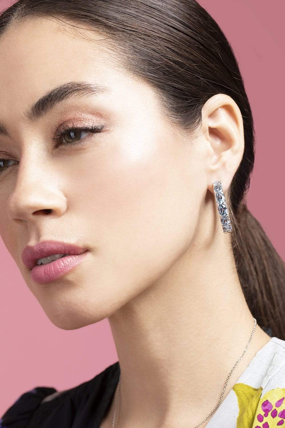 PIRANESI-Aquamarine and Diamond Hoops-WHITE GOLD