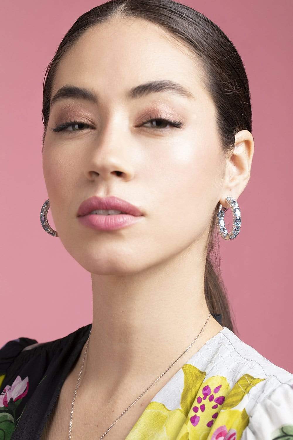 PIRANESI-Aquamarine and Diamond Hoops-WHITE GOLD