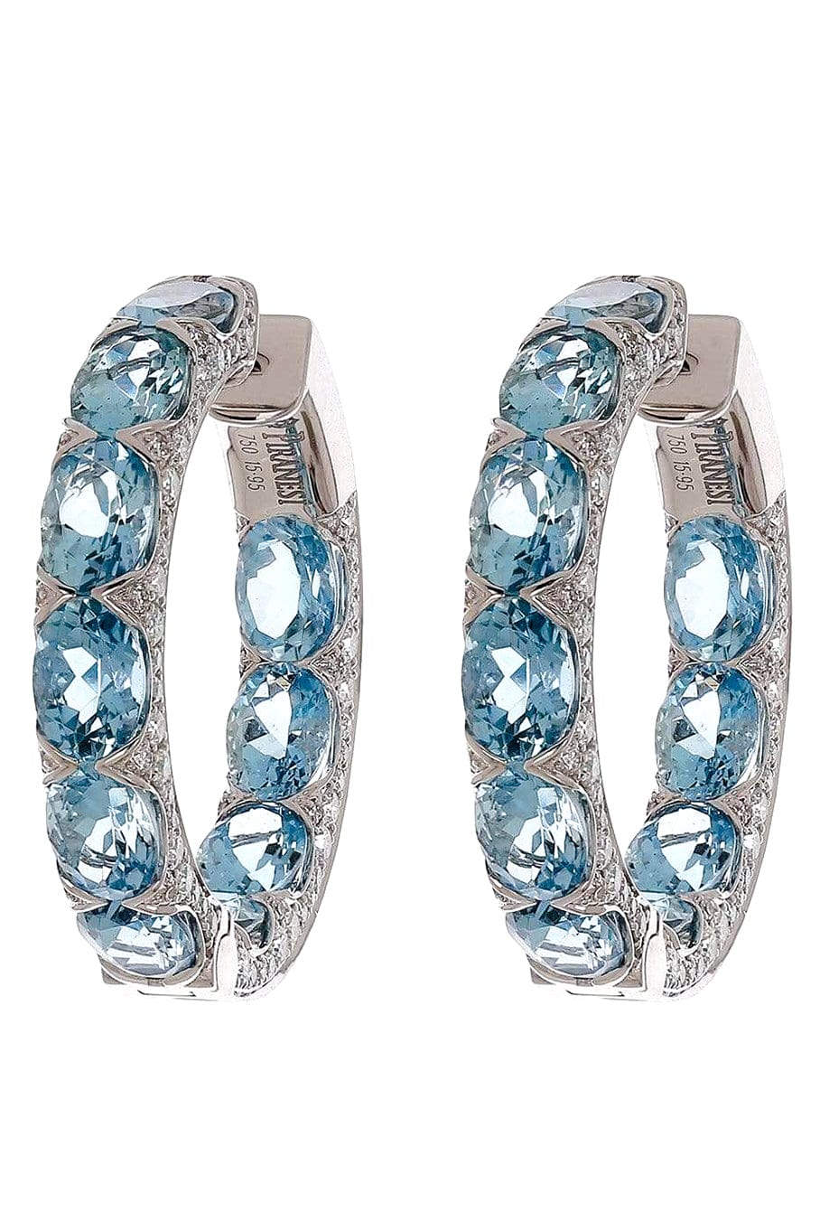PIRANESI-Aquamarine and Diamond Hoops-WHITE GOLD