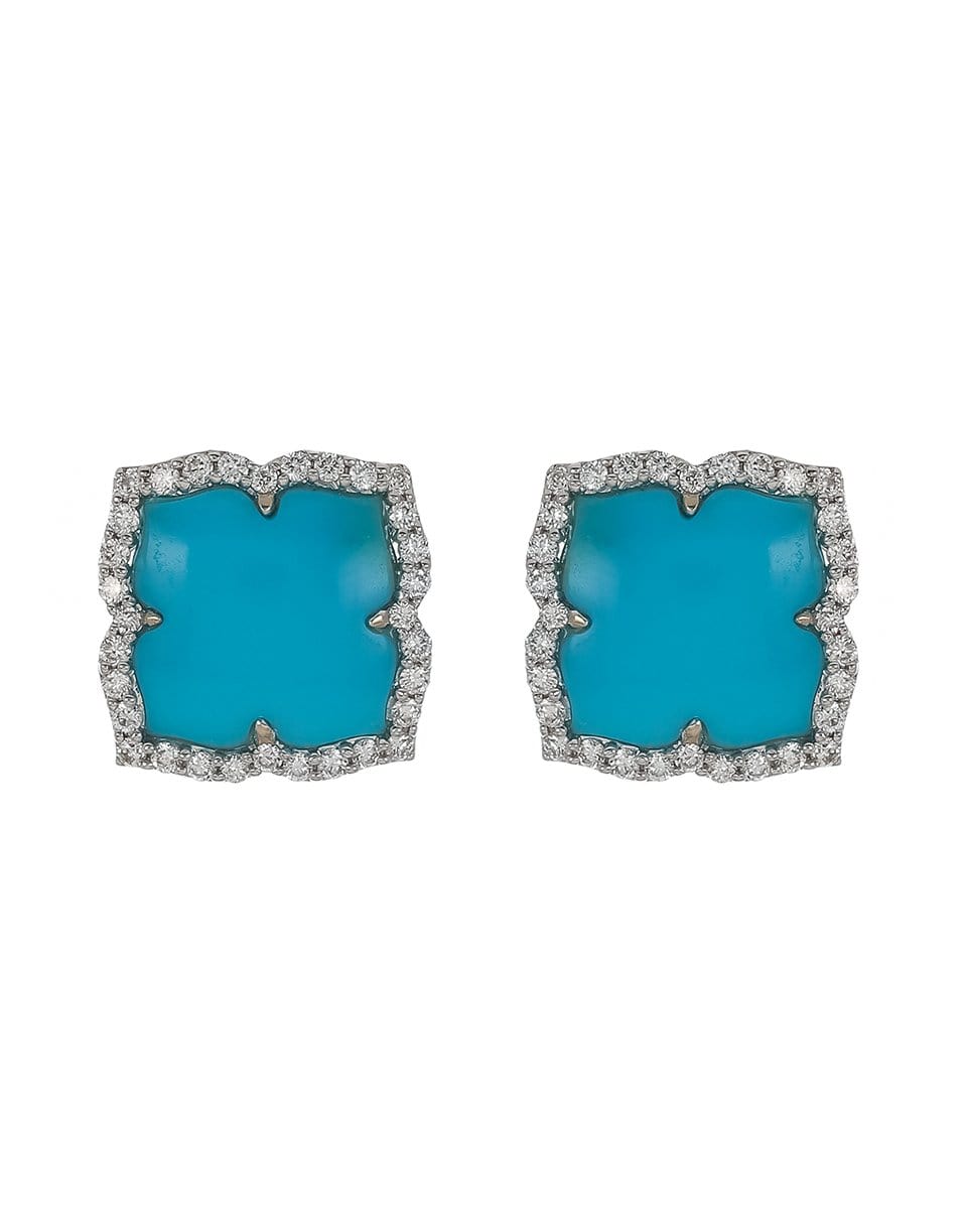 PIRANESI-Carved Turquoise and Diamond Earrings-WHITE GOLD