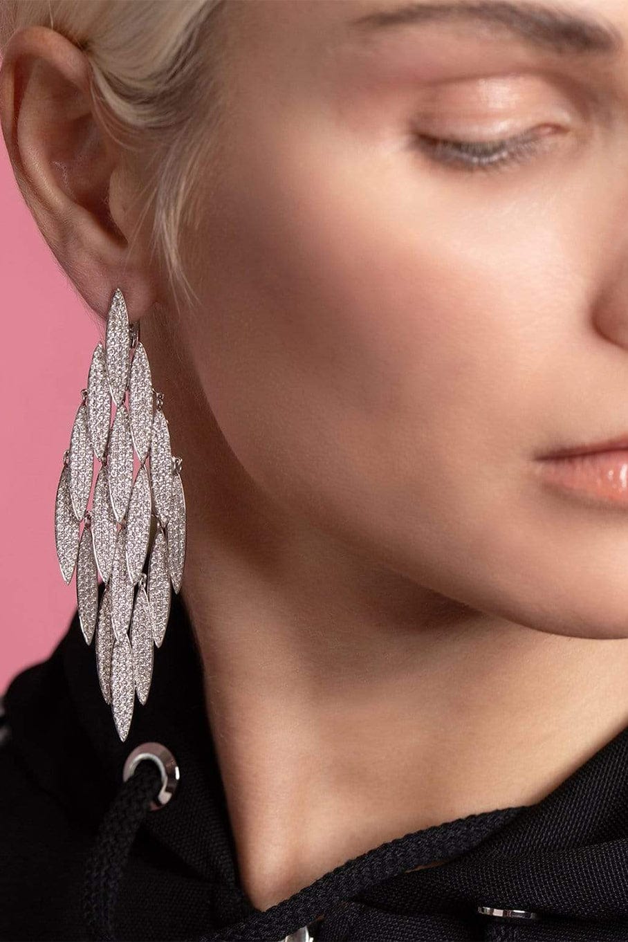 PIRANESI-Diamond Chandelier Earrings-WHITE GOLD