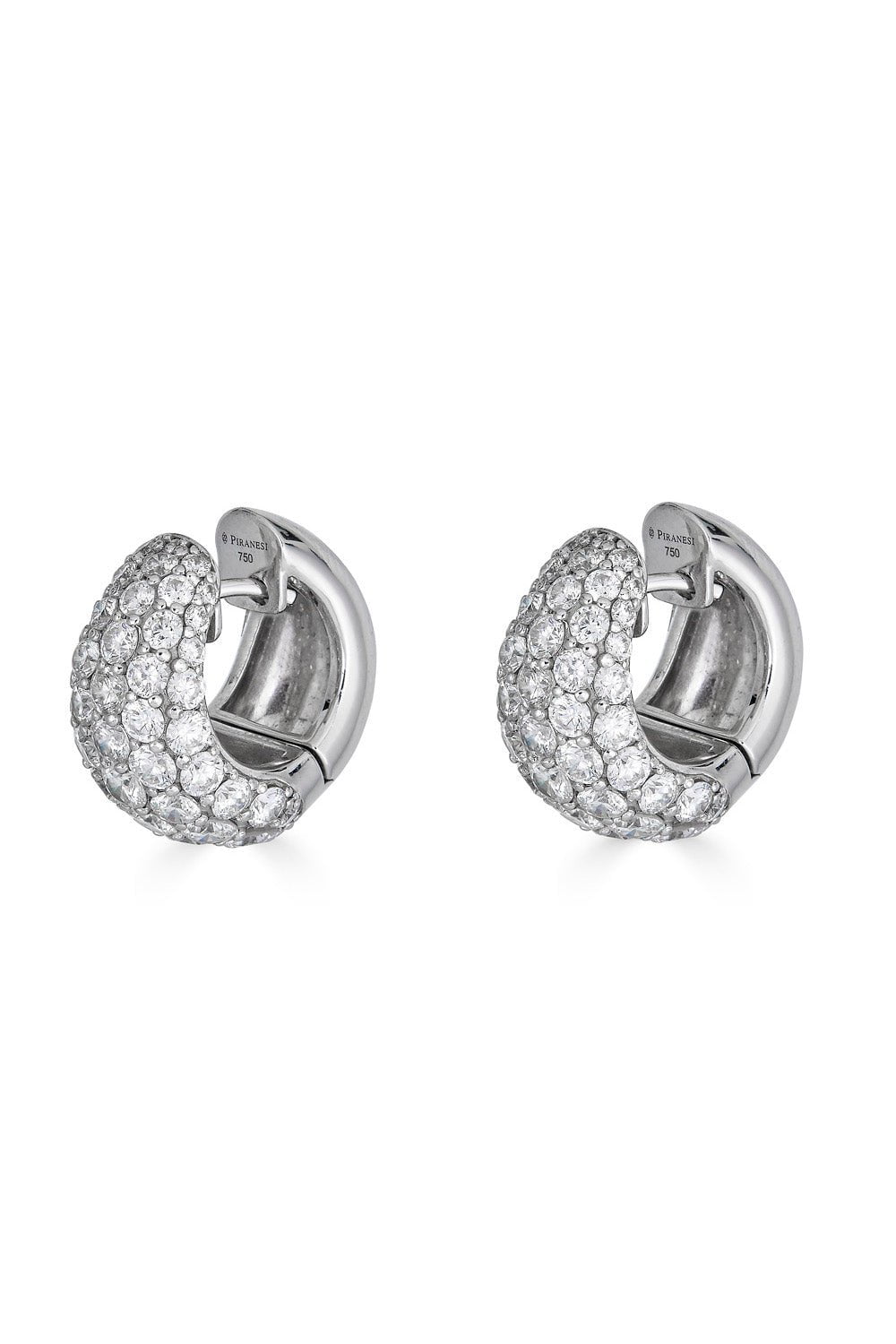 PIRANESI-Dome Huggie Earrings-WHITE GOLD