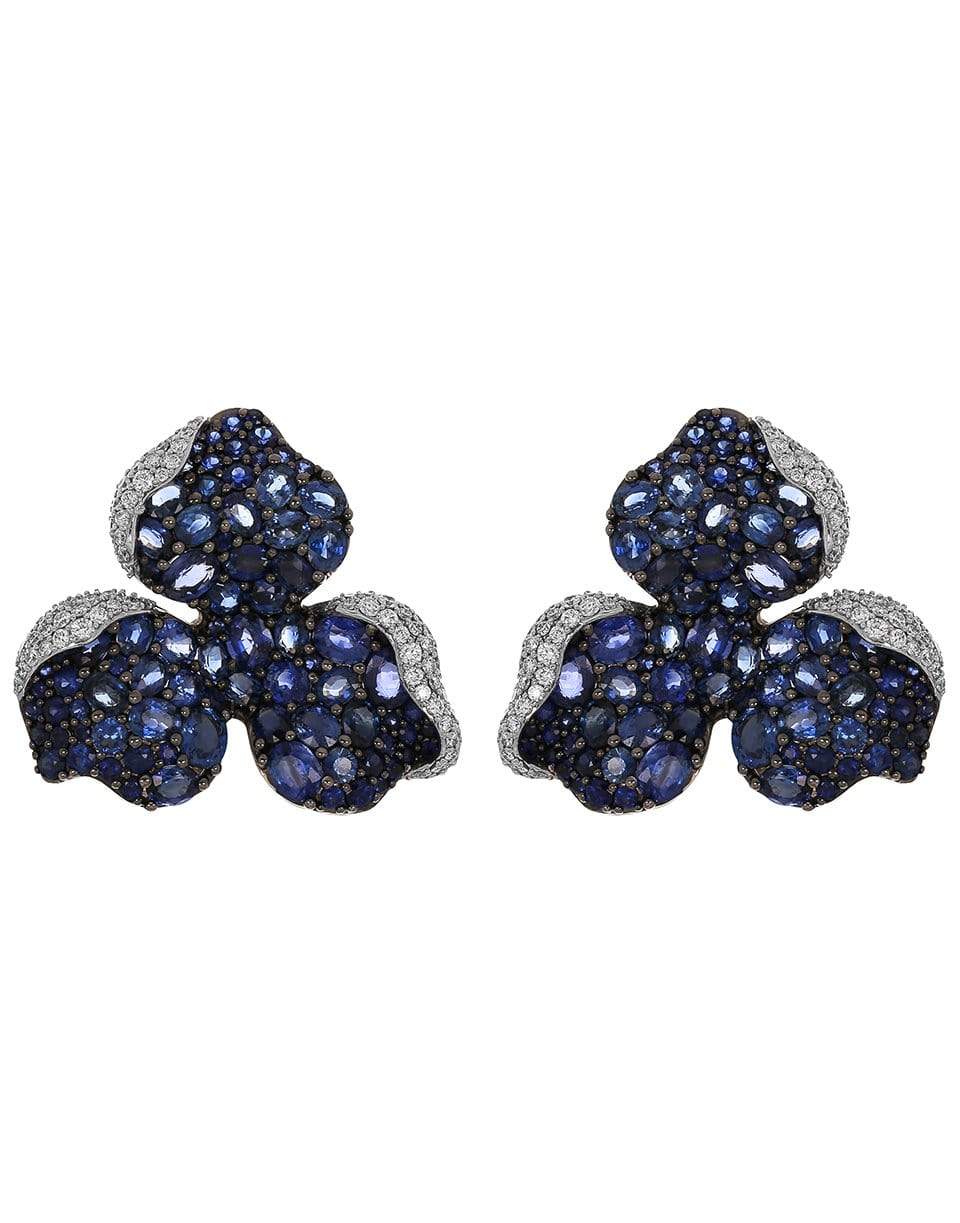 PIRANESI-Large Blue Sapphire Flower Earrings-WHITE GOLD