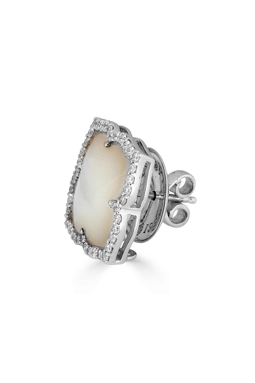 PIRANESI-Large Pearl Stud Earrings-WHITE GOLD