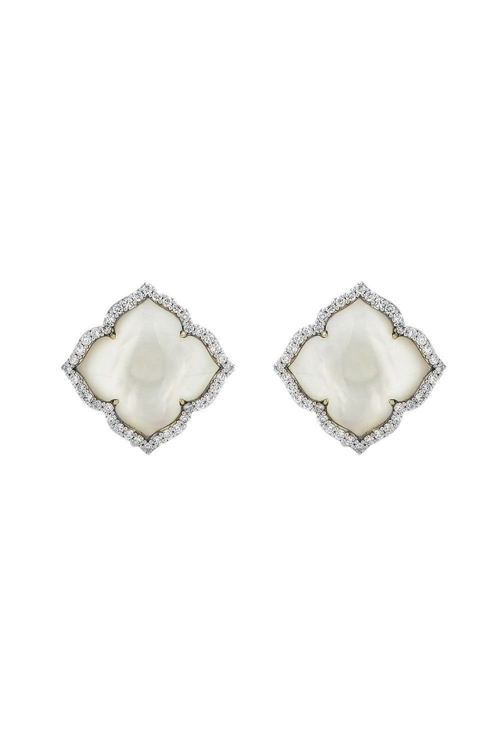 PIRANESI-Large Pearl Stud Earrings-WHITE GOLD