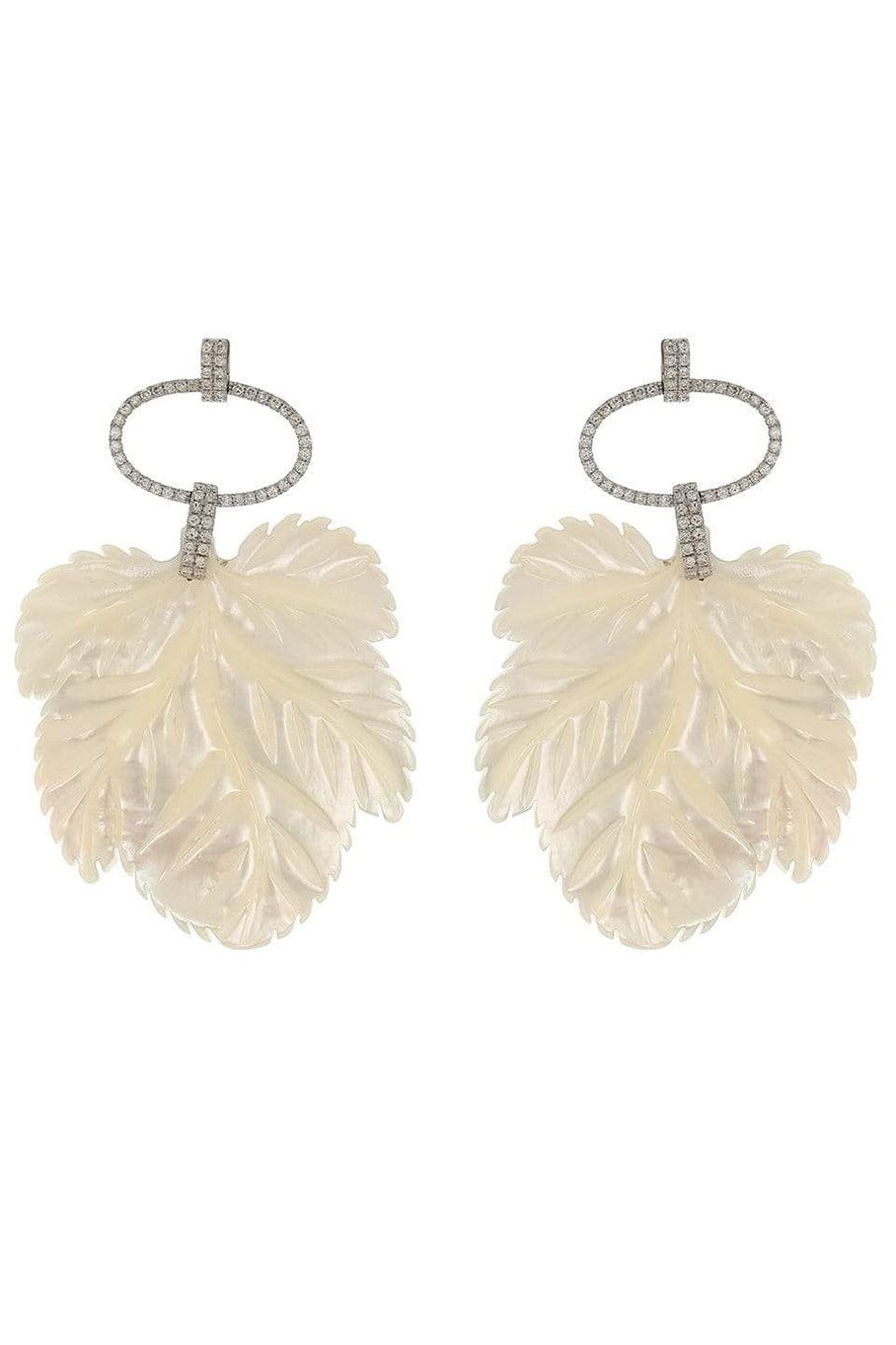 PIRANESI-Mother of Pearl Leaf Earrings-WHITE GOLD