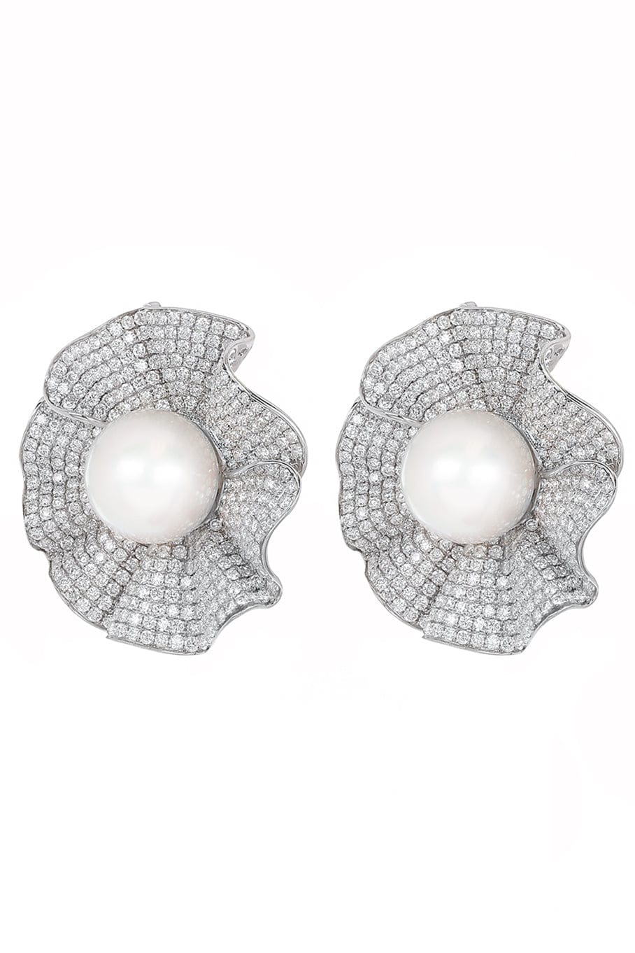 PIRANESI-South Sea Pearl Flower Earrings-WHITE GOLD