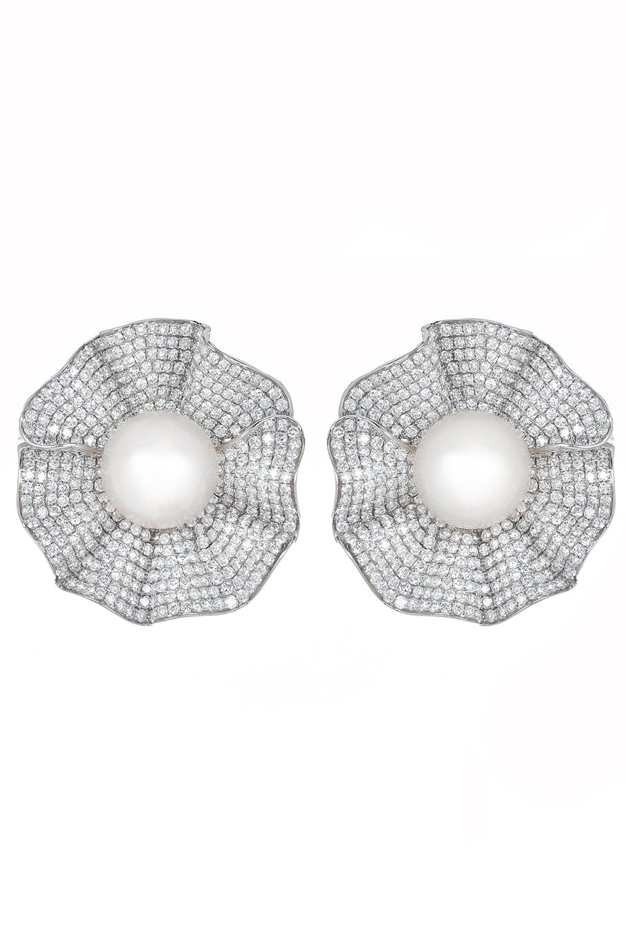 PIRANESI-South Sea Pearl Flower Earrings-WHITE GOLD