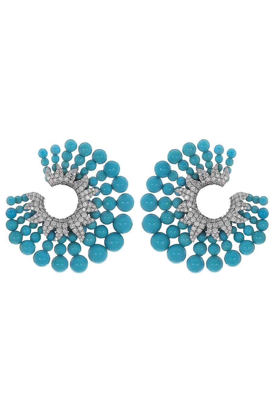 PIRANESI-Turquoise Bead Forward Hoops-WHITE GOLD