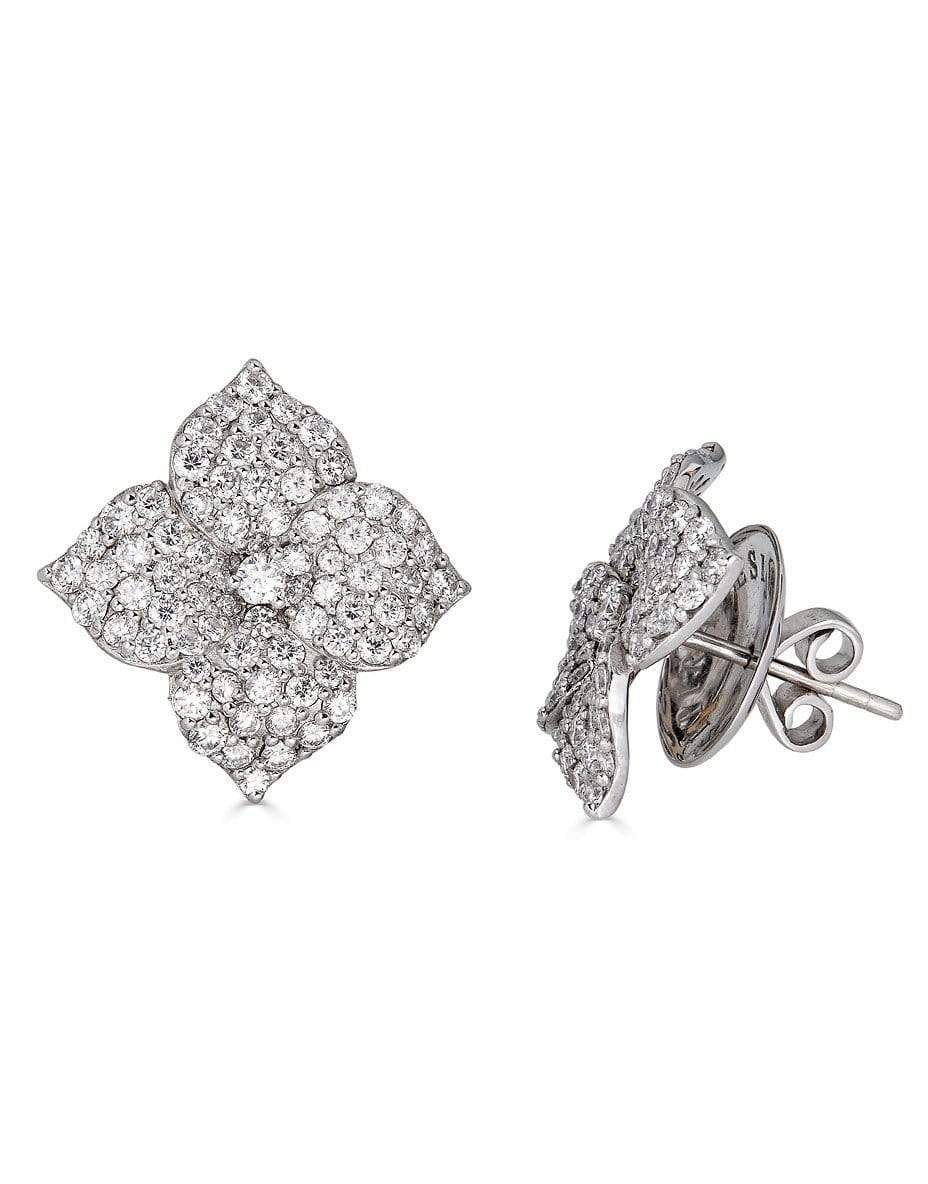 PIRANESI-Diamond Small Mosaique Flower Earrings-WHITEGOL
