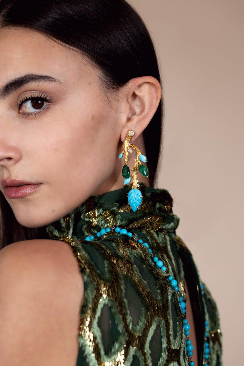 PIRANESI-Botanica Branch Earrings-YELLOW GOLD