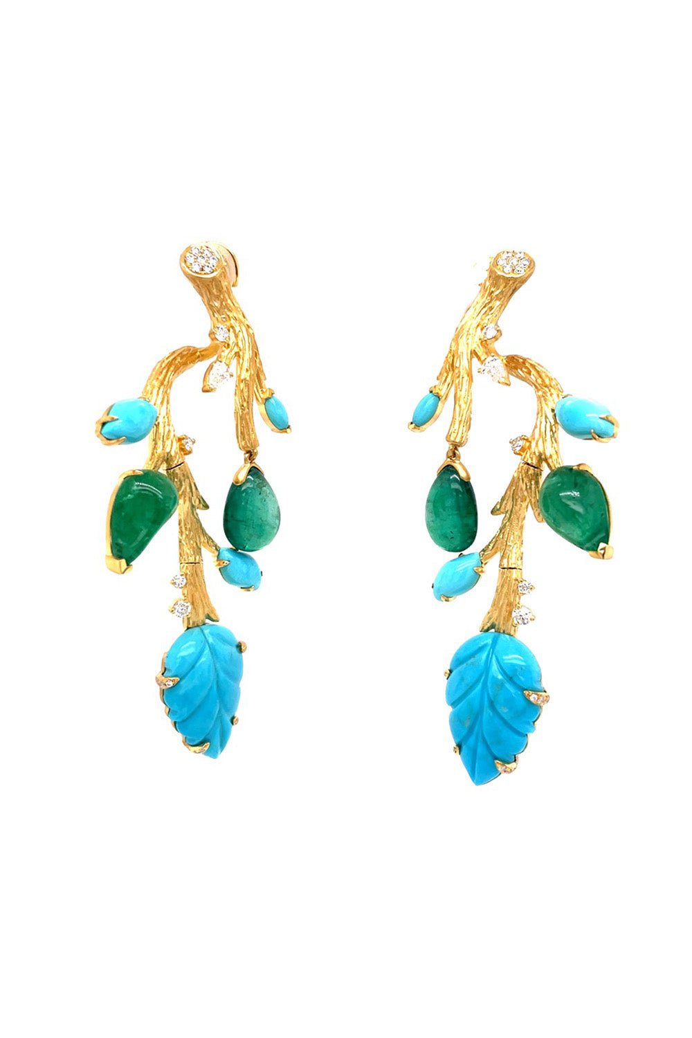 PIRANESI-Botanica Branch Earrings-YELLOW GOLD