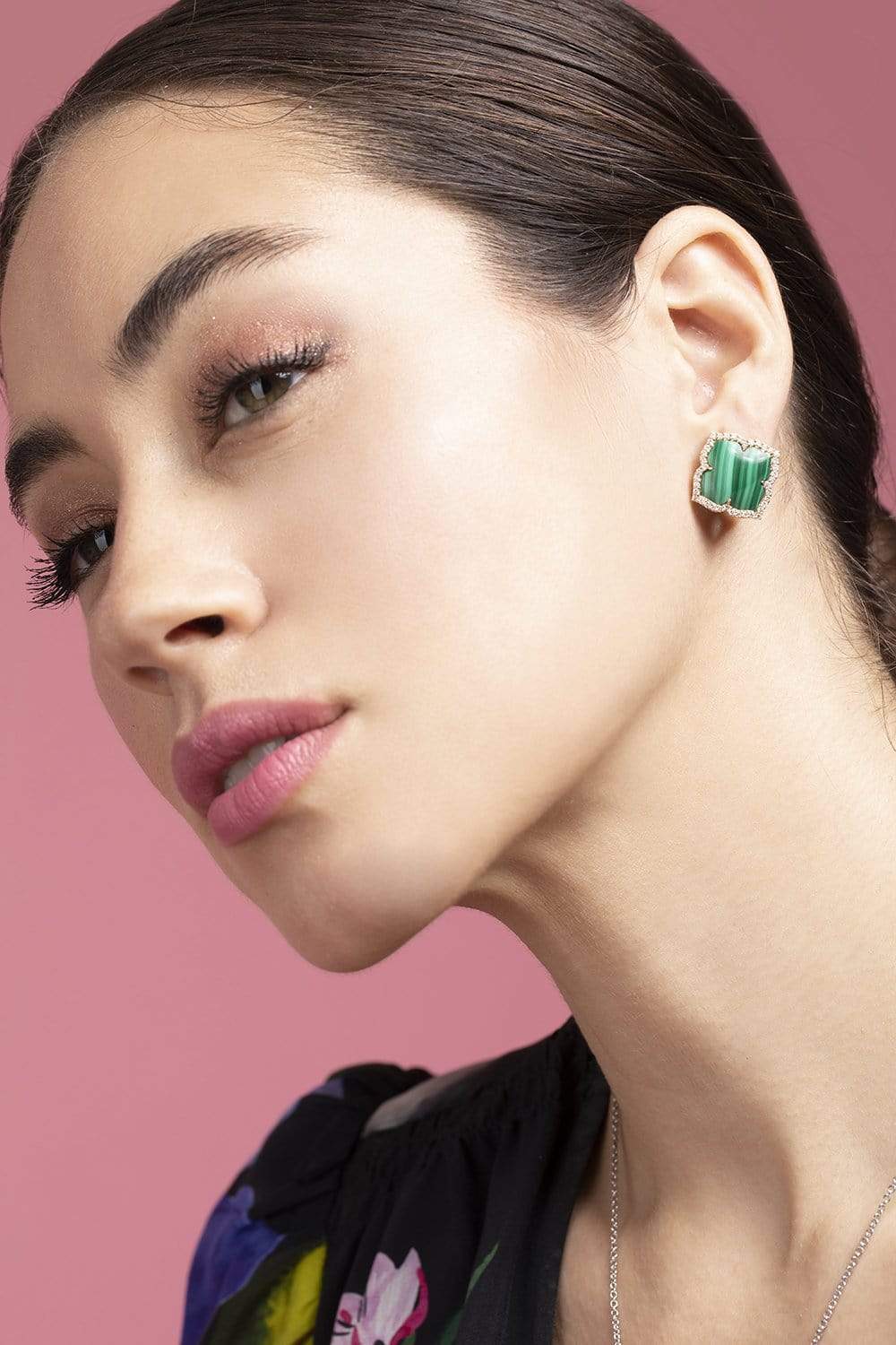 PIRANESI-Carved Malachite and Diamond Earrings-YELLOW GOLD