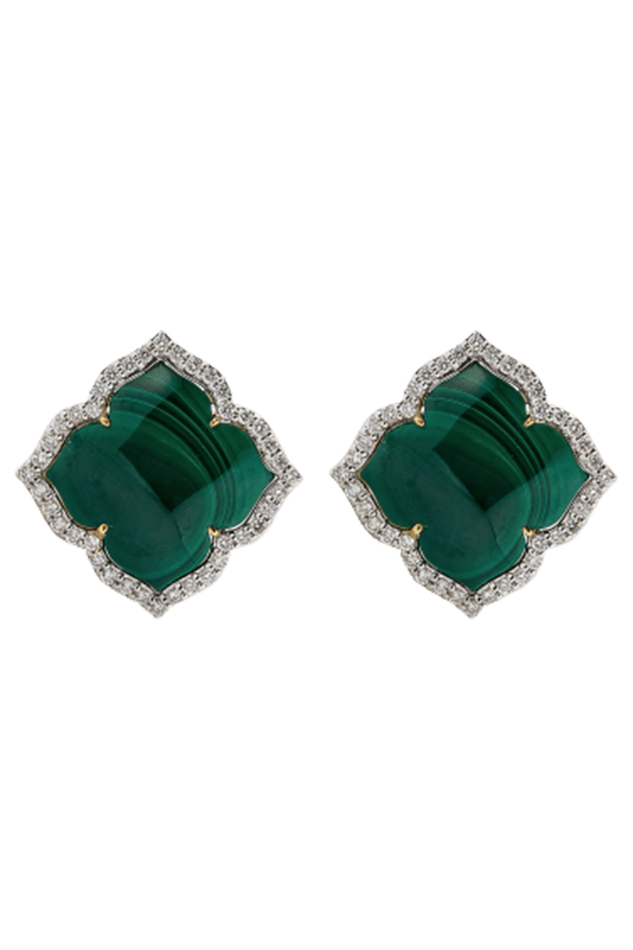 PIRANESI-Carved Malachite and Diamond Earrings-YELLOW GOLD