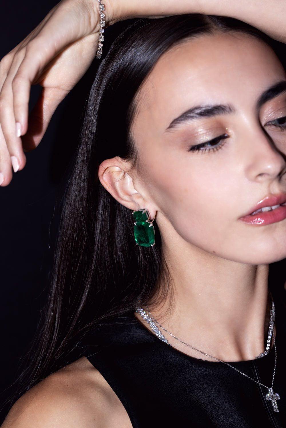 PIRANESI-Emerald Mismatch Earrings-YELLOW GOLD