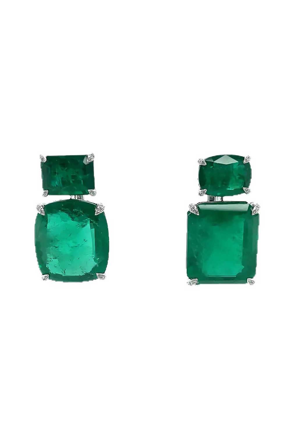 PIRANESI-Emerald Mismatch Earrings-YELLOW GOLD