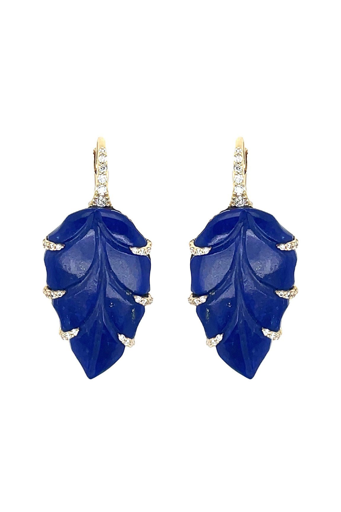 PIRANESI-Lapis Leaf Earrings-YELLOW GOLD