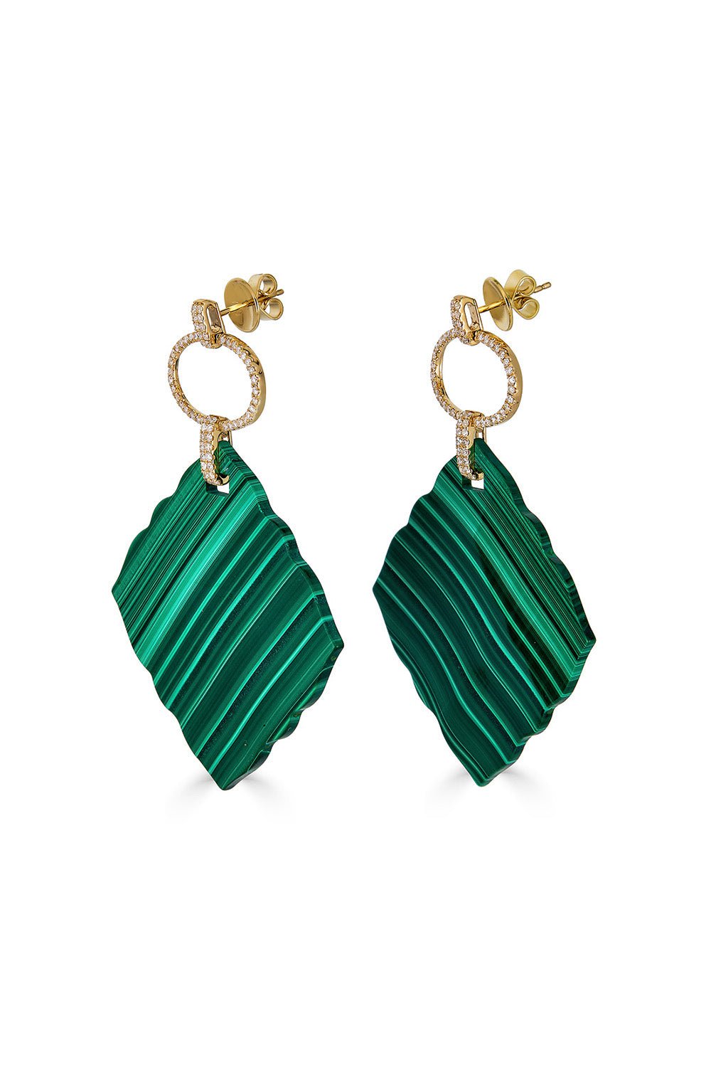 PIRANESI-Malachite Slice Earrings-YELLOW GOLD