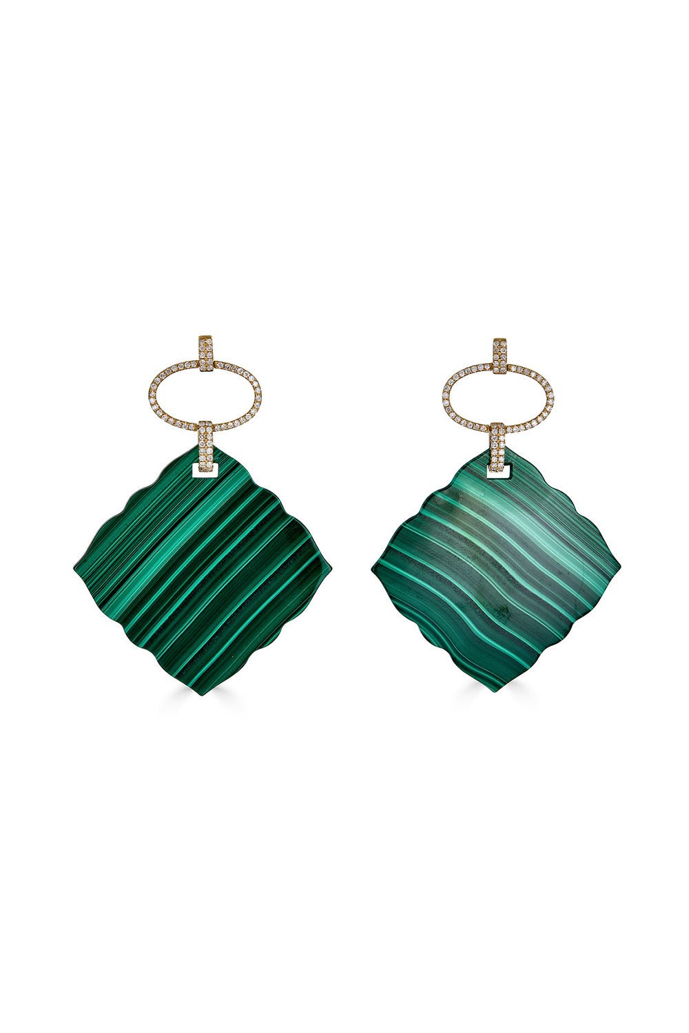 PIRANESI-Malachite Slice Earrings-YELLOW GOLD