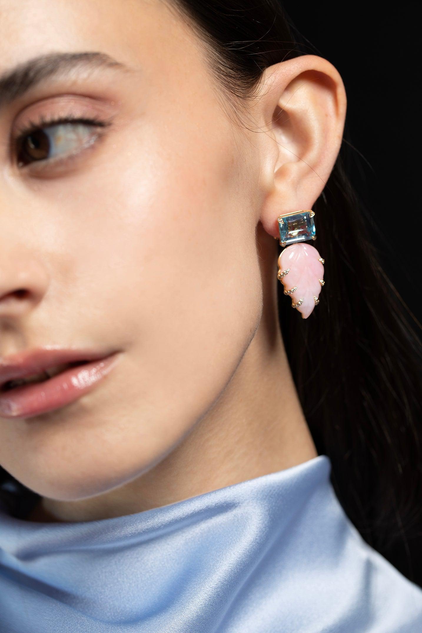 PIRANESI-Topaz Leaf Drop Earrings-YELLOW GOLD