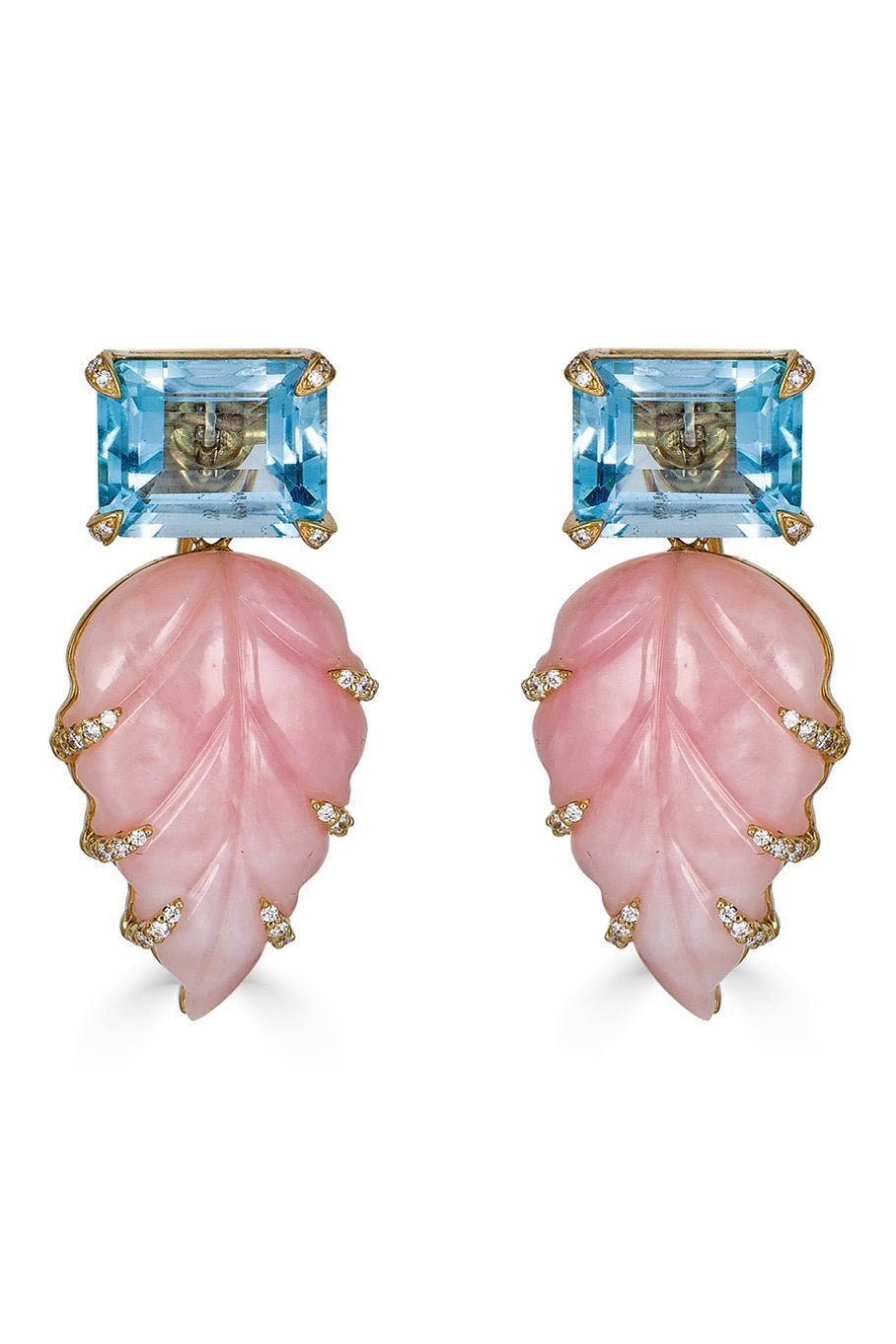 PIRANESI-Topaz Leaf Drop Earrings-YELLOW GOLD