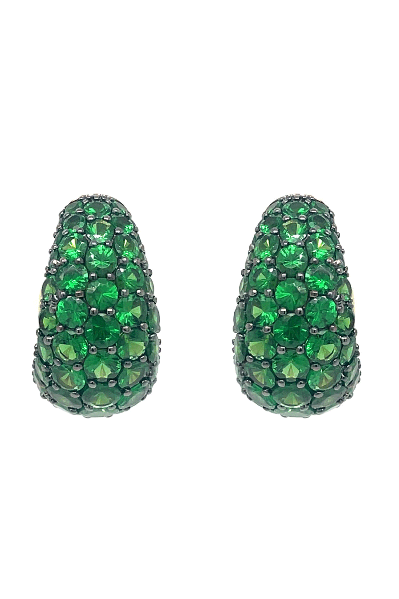 Tsavorite Dome Huggie Earrings-YELLOW GOLD-JEWELRYFINE JEWELEARRING-PIRANESI