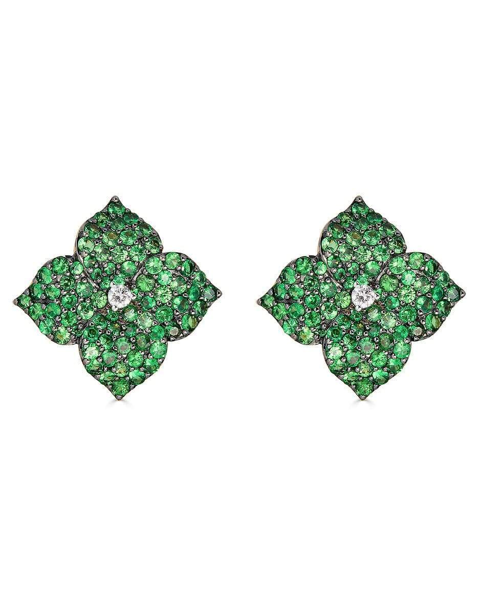 PIRANESI-Tsavorite Large Mosaique Flower Earrings-YELLOW GOLD