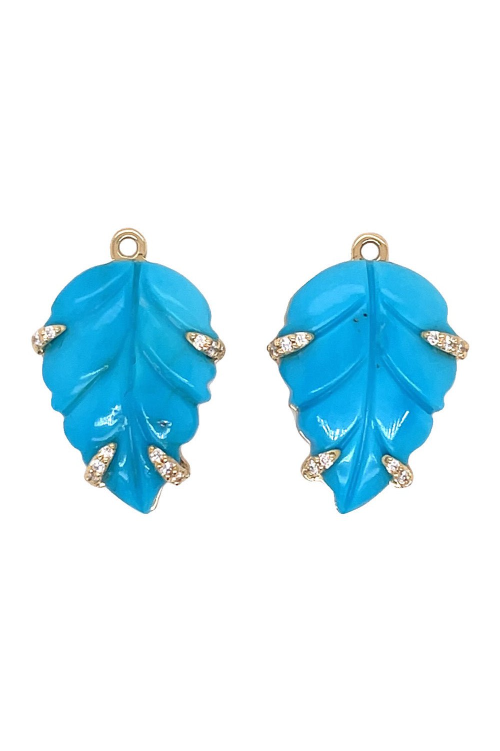 PIRANESI-Turquoise Leaf Drop Earrings-YELLOW GOLD