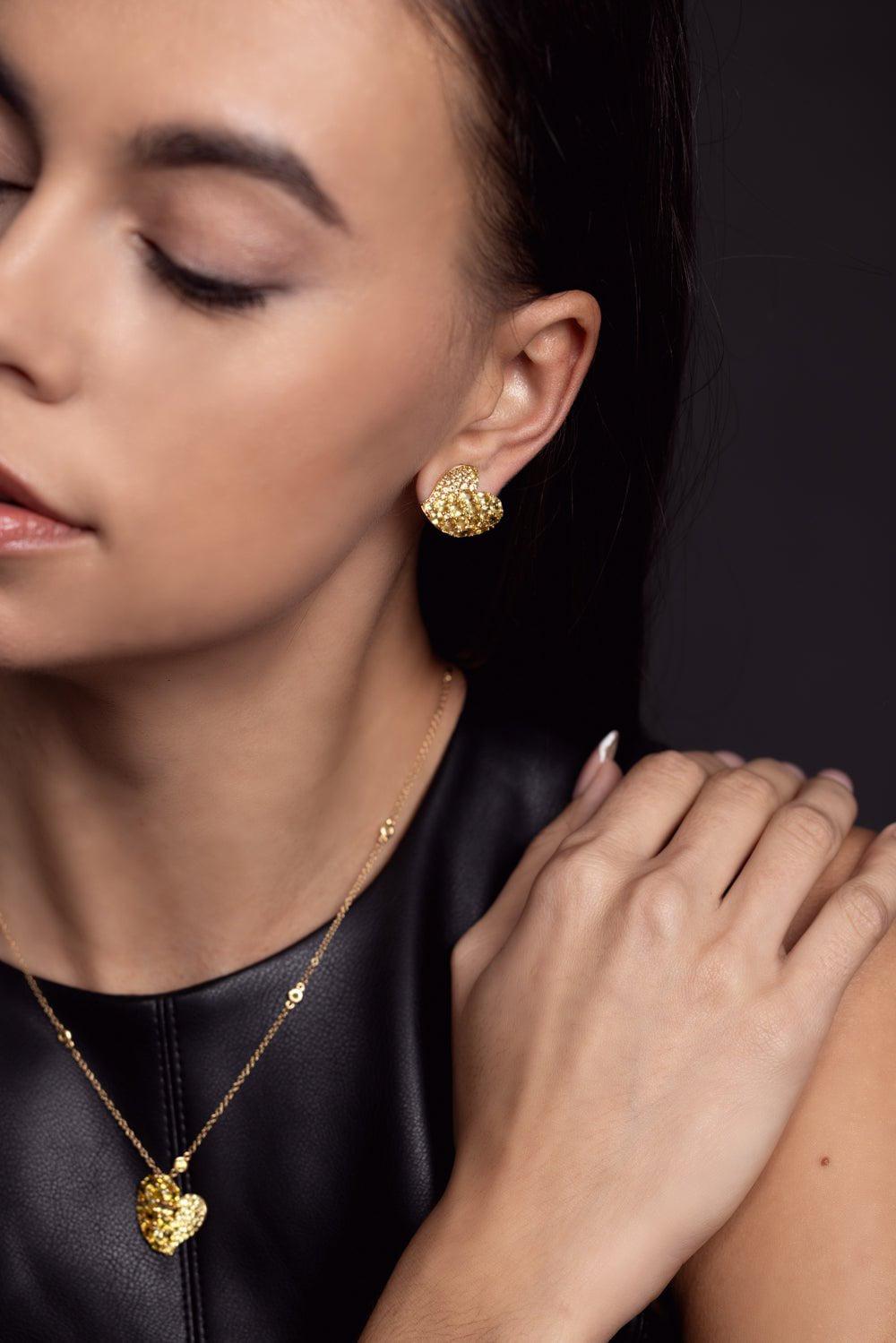 PIRANESI-Wave Heart Medium Earrings-YELLOW GOLD