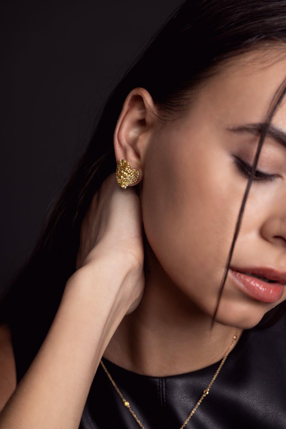 PIRANESI-Wave Heart Medium Earrings-YELLOW GOLD
