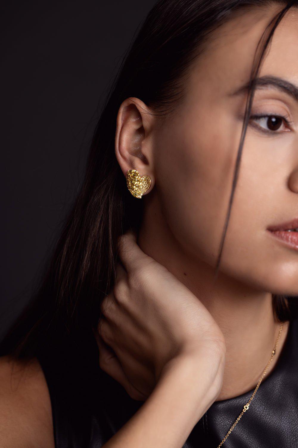 PIRANESI-Wave Heart Medium Earrings-YELLOW GOLD