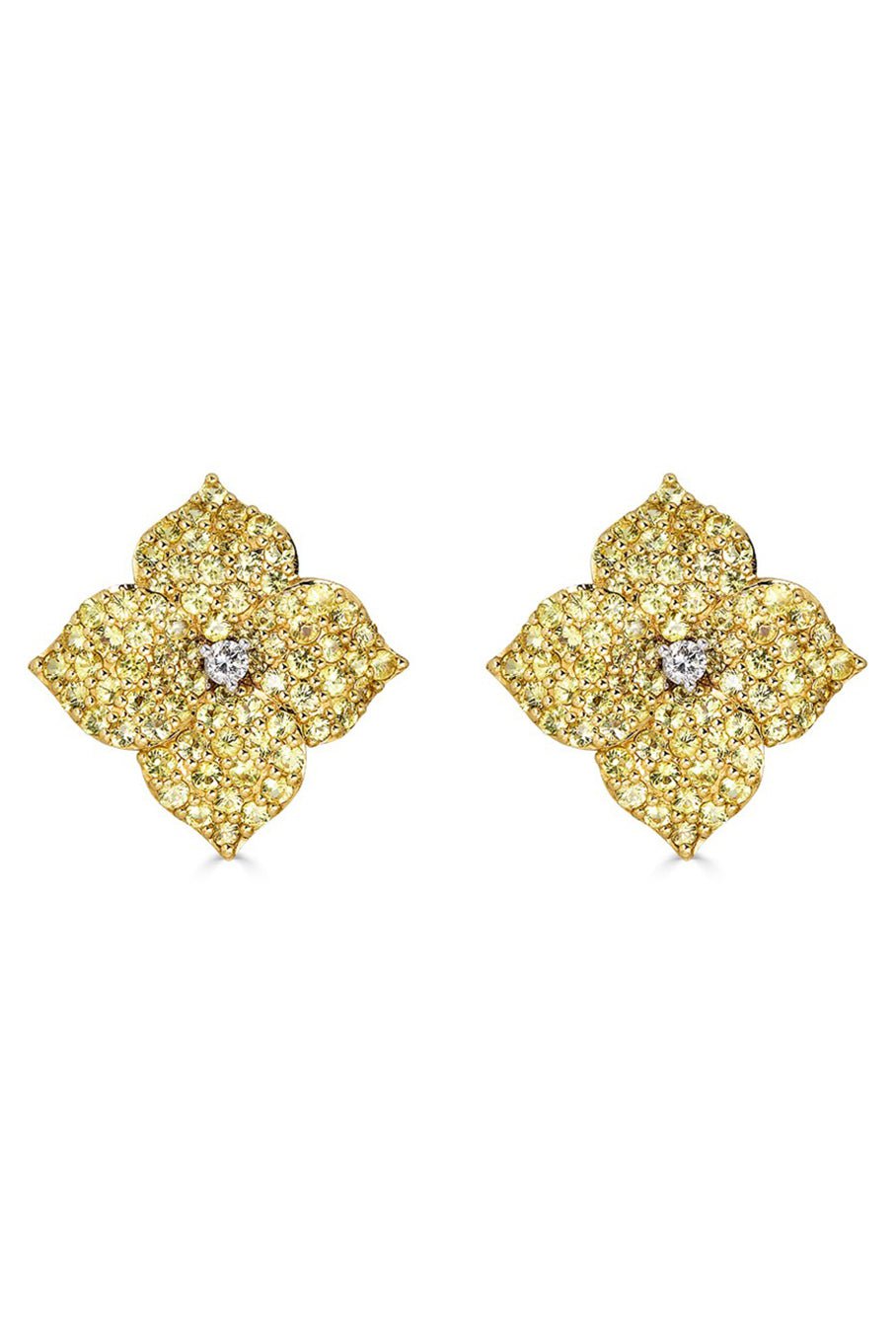 PIRANESI-Yellow Sapphire Flower Earrings-YELLOW GOLD