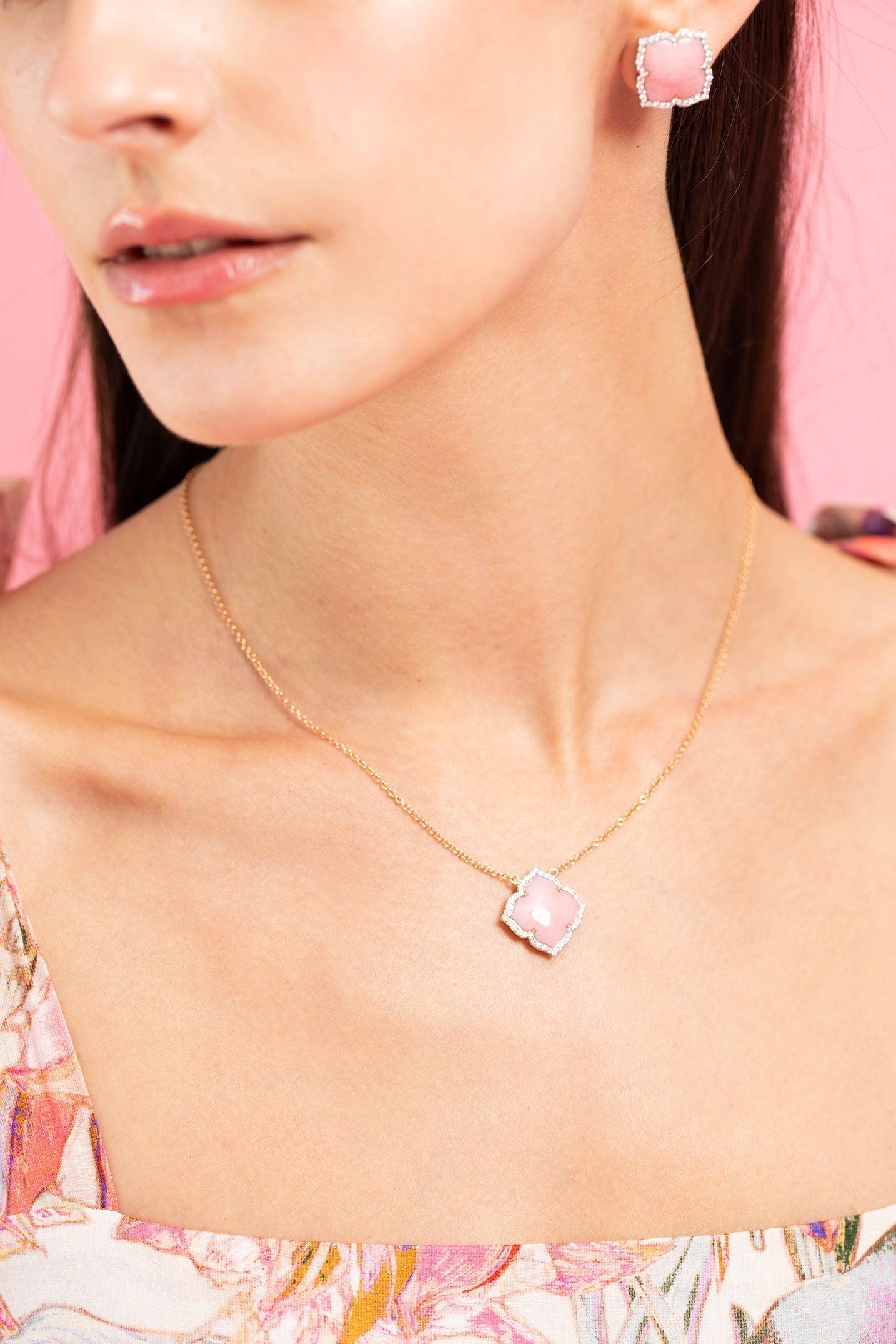 PIRANESI-Carved Opal Diamond Necklace-ROSE GOLD