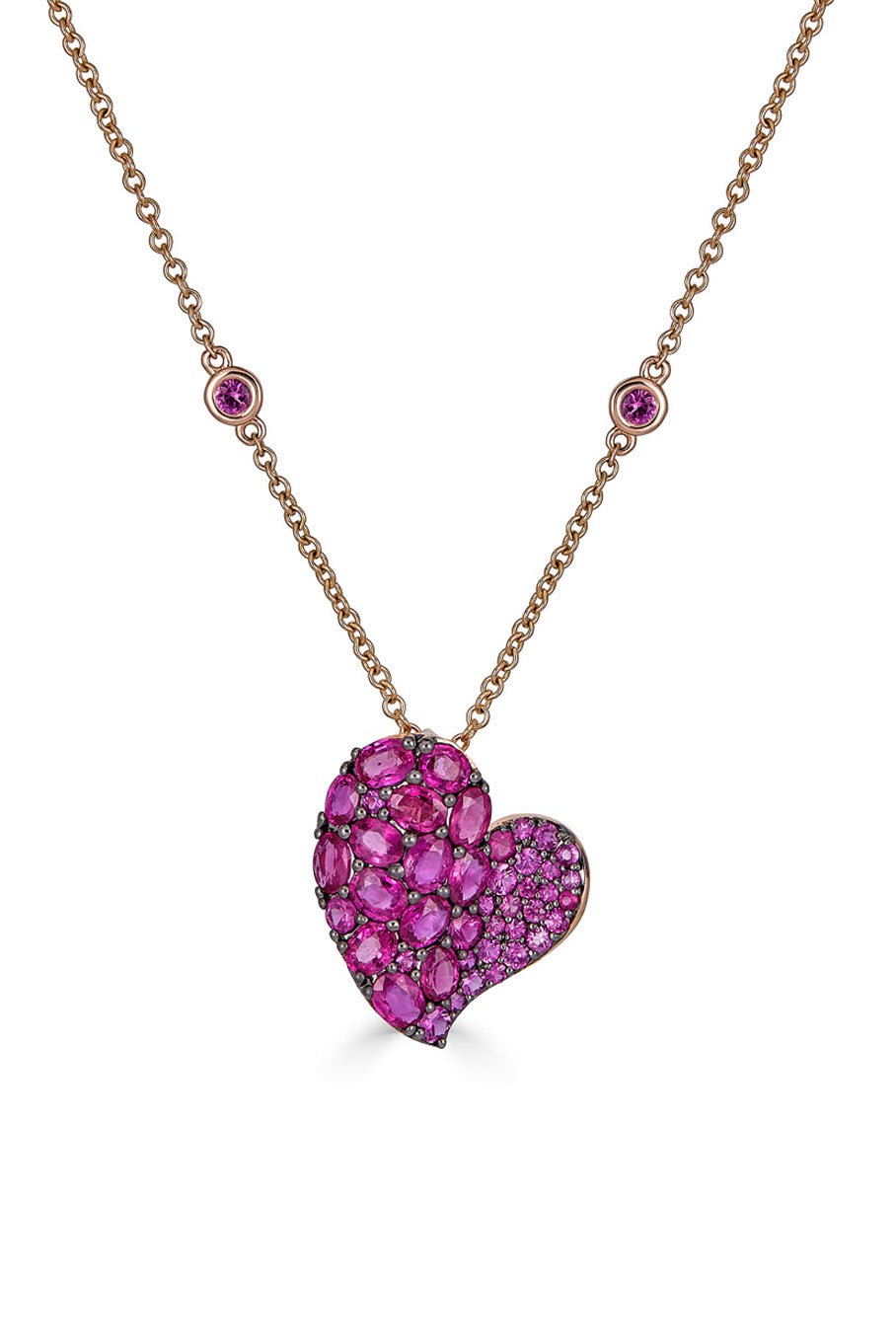 PIRANESI-Pink Sapphire Heart Necklace-ROSE GOLD