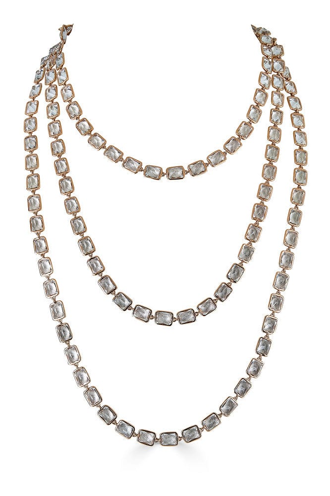PIRANESI-White Topaz Long Wrap Necklace-ROSE GOLD