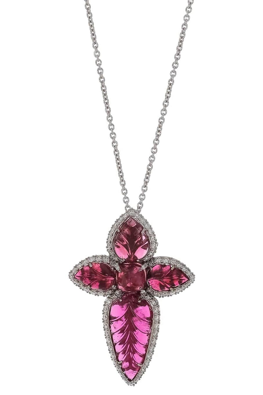 PIRANESI-Carved Sugarloaf Tourmaline Necklace-WHITE GOLD
