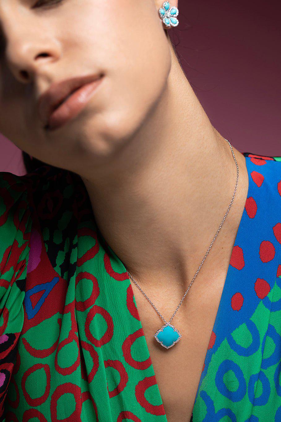 PIRANESI-Carved Turquoise Necklace-WHITE GOLD