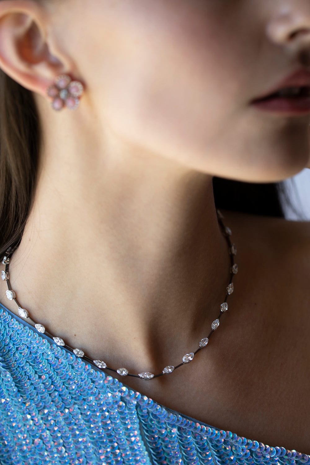 PIRANESI-Oval and Marquise Diamond Necklace-WHITE GOLD