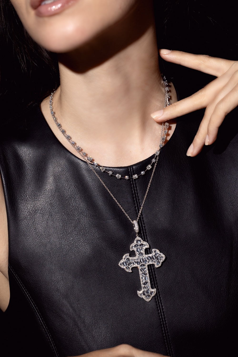 Moonstone 2024 cross necklace