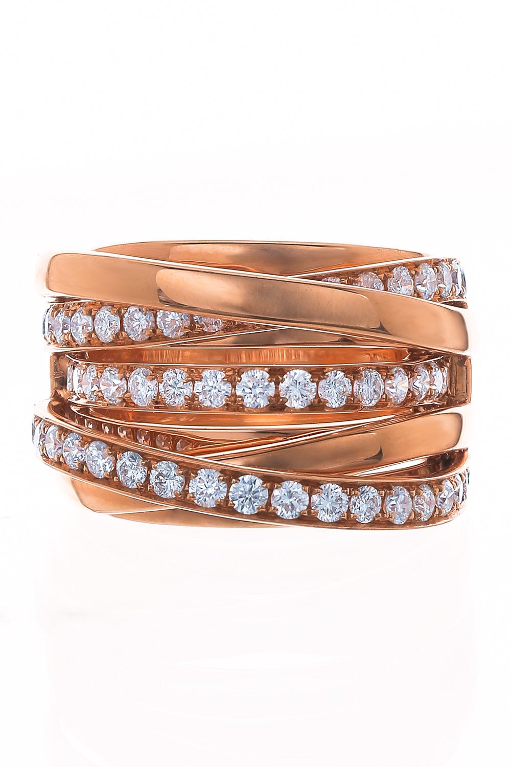 PIRANESI-Diamond Crossover Ring-ROSE GOLD