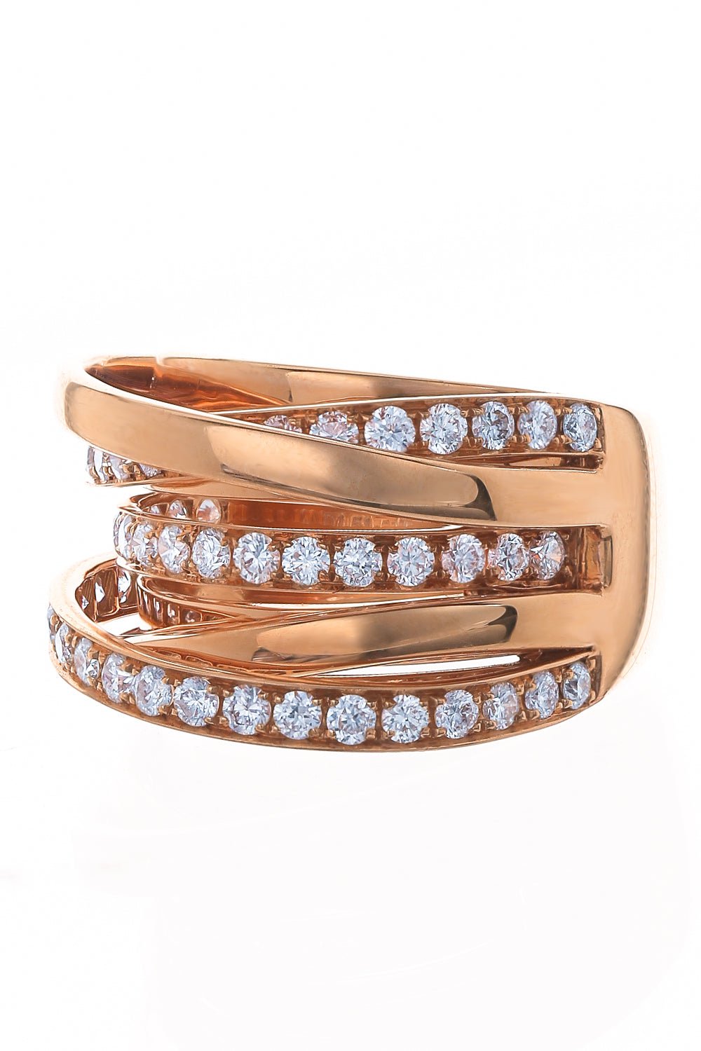 PIRANESI-Diamond Crossover Ring-ROSE GOLD