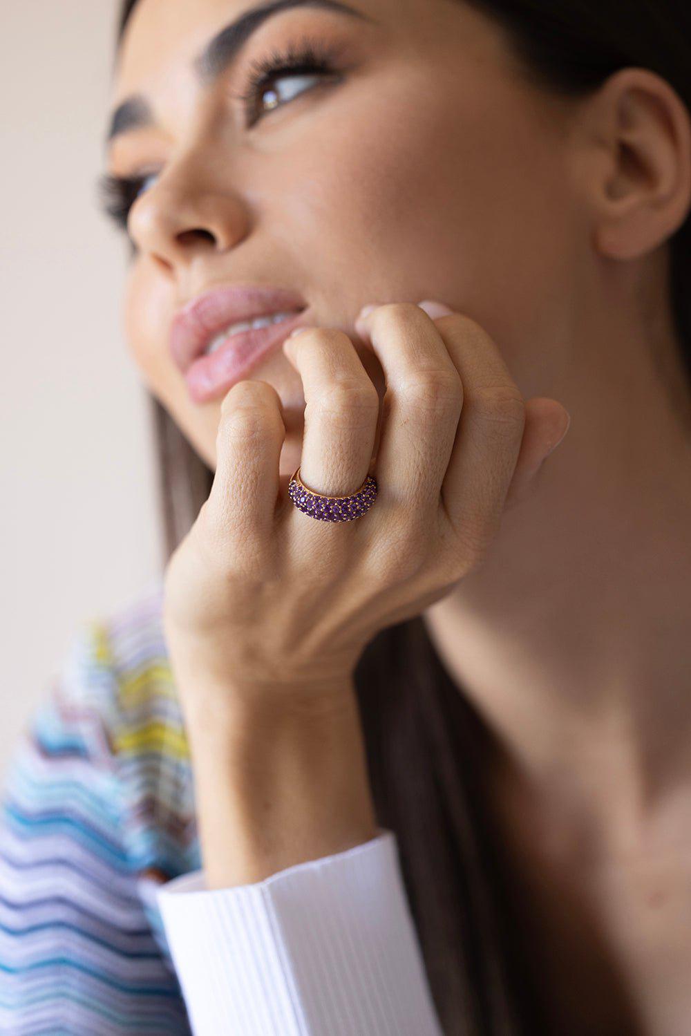 PIRANESI-Amethyst Dome Ring-ROSE GOLD