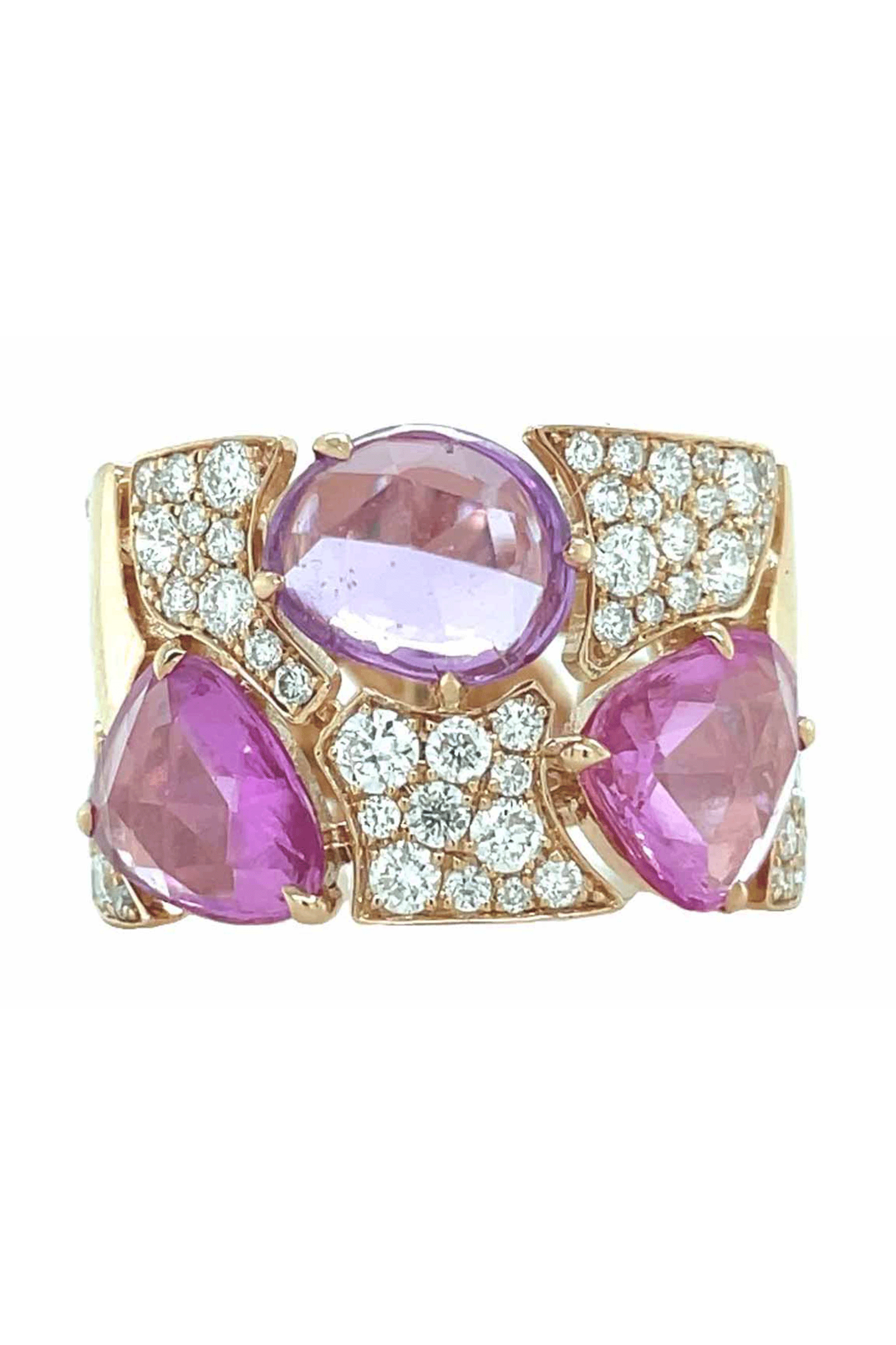 Pink Sapphire Diamond Freeform Ring-ROSE GOLD-6-JEWELRYFINE JEWELRING-PIRANESI
