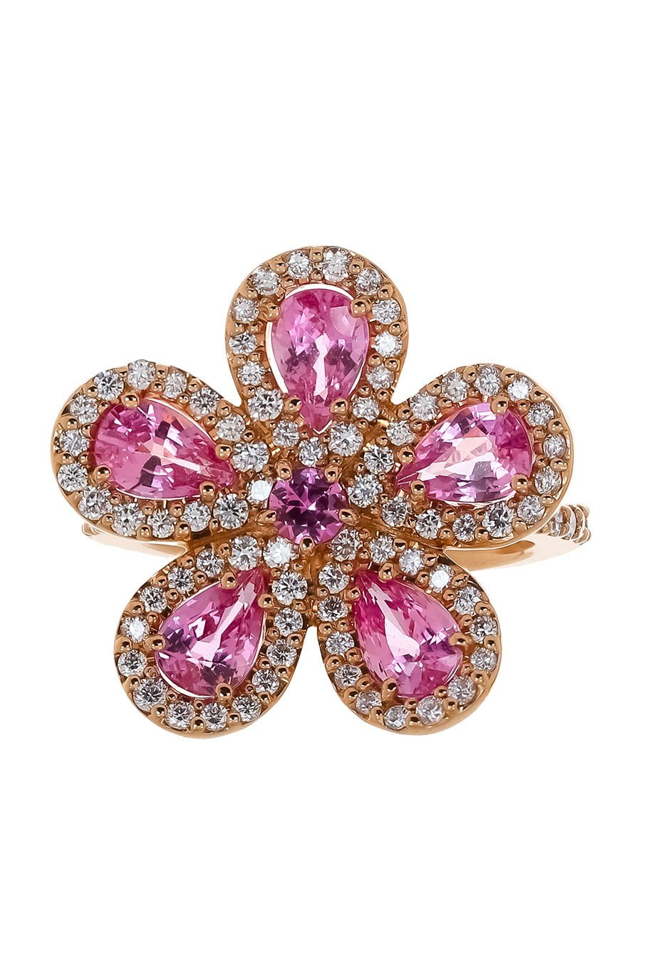 PIRANESI-Pink Sapphire Flower Ring-ROSE GOLD