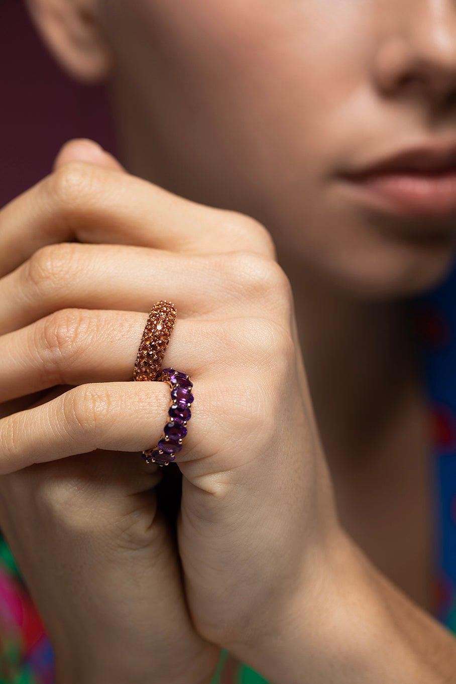 PIRANESI-Orange Sapphire Ring-ROSE GOLD