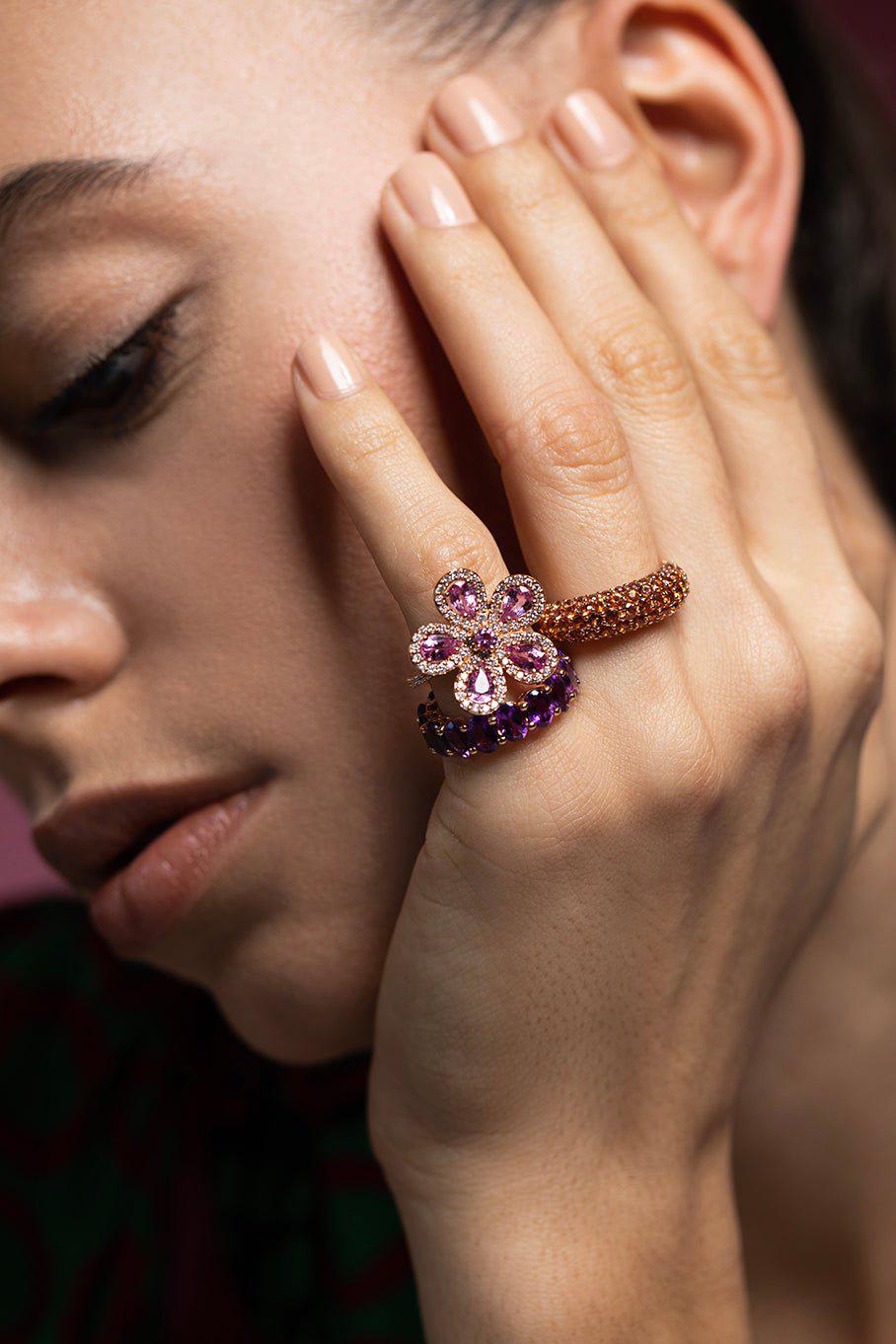 PIRANESI-Orange Sapphire Ring-ROSE GOLD